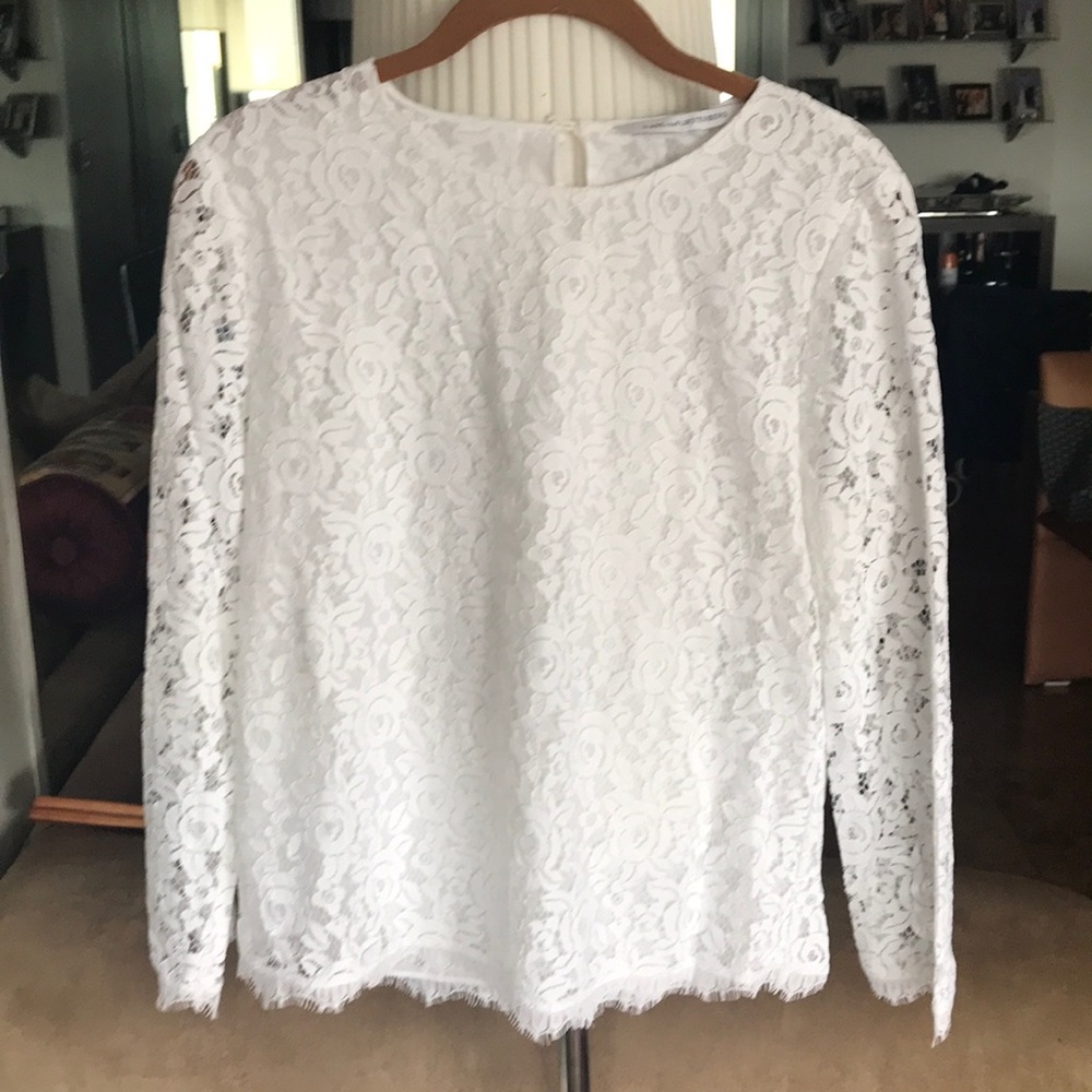 Diana von furstenberg white lace top
